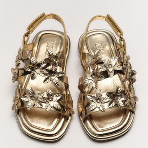 Zara Gold Floral kids Sandals